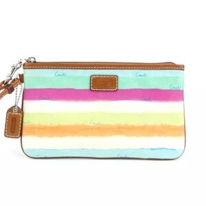 EUC Coach Hampton Watercolor Stripe Wristlet LIKE NEW